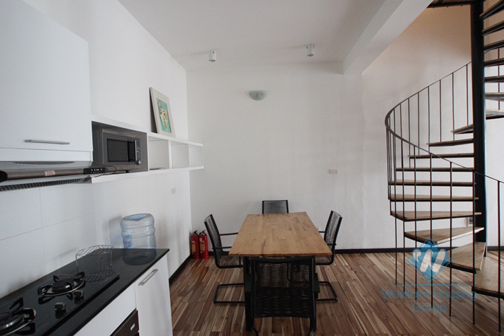 Bright duplex apartment for lease in Westlake area, Hanoi, fully furnished.
